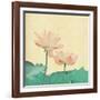 Lotus On The Old Grunge Paper Background-kenny001-Framed Art Print