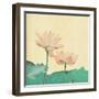 Lotus On The Old Grunge Paper Background-kenny001-Framed Art Print