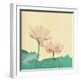 Lotus On The Old Grunge Paper Background-kenny001-Framed Art Print