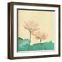 Lotus On The Old Grunge Paper Background-kenny001-Framed Art Print