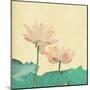 Lotus On The Old Grunge Paper Background-kenny001-Mounted Art Print