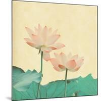 Lotus On The Old Grunge Paper Background-kenny001-Mounted Premium Giclee Print