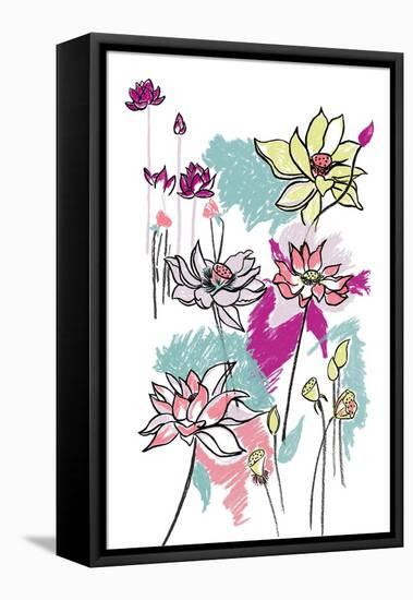 Lotus Pastel-null-Framed Stretched Canvas