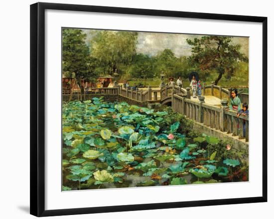 Lotus Pond, Shiba, Tokyo, c.1886-Theodore Wores-Framed Premium Giclee Print