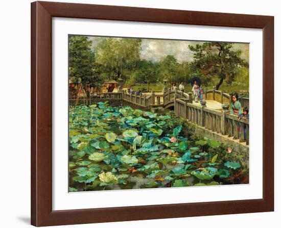 Lotus Pond, Shiba, Tokyo, c.1886-Theodore Wores-Framed Premium Giclee Print