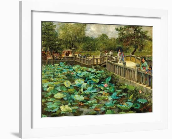 Lotus Pond, Shiba, Tokyo, c.1886-Theodore Wores-Framed Premium Giclee Print