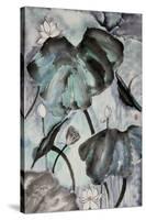 Lotus Study with Blue Green II-Nan Rae-Stretched Canvas