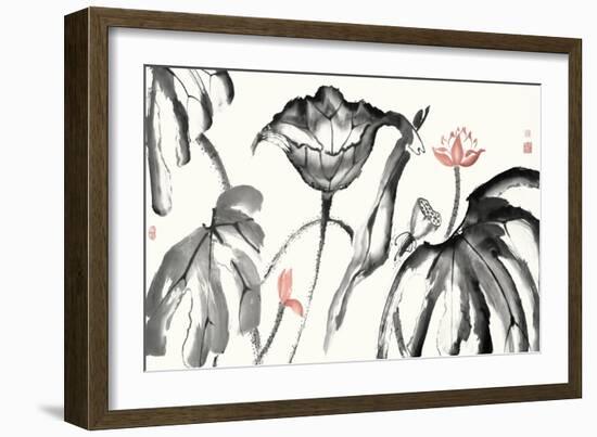 Lotus Study with Coral I-Nan Rae-Framed Art Print