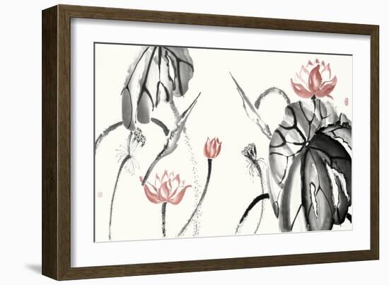 Lotus Study with Coral II-Nan Rae-Framed Art Print