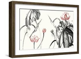 Lotus Study with Coral II-Nan Rae-Framed Art Print