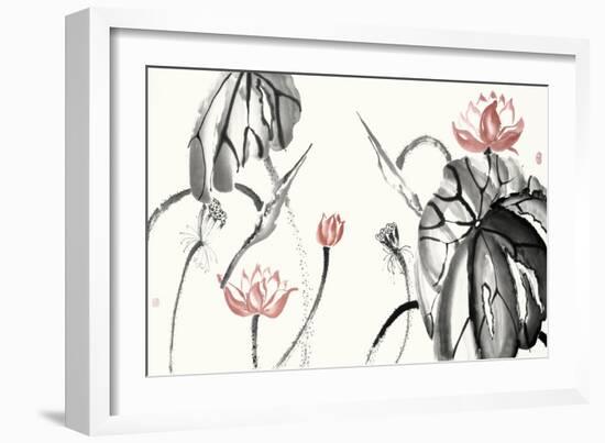 Lotus Study with Coral II-Nan Rae-Framed Art Print