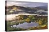 Loughrigg Tarn Surrounded by Misty Autumnal Countryside, Lake District, Cumbria-Adam Burton-Stretched Canvas