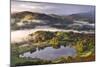 Loughrigg Tarn Surrounded by Misty Autumnal Countryside, Lake District, Cumbria-Adam Burton-Mounted Photographic Print