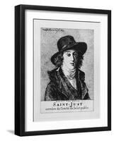 Louis Antoine Leon De Saint-Just, Engraved by Frederic Desire Hillemacher (1811-86) 1869-Jacques-Louis David-Framed Giclee Print