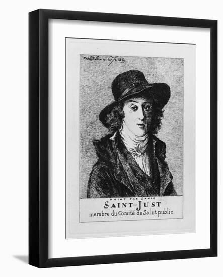 Louis Antoine Leon De Saint-Just, Engraved by Frederic Desire Hillemacher (1811-86) 1869-Jacques-Louis David-Framed Giclee Print