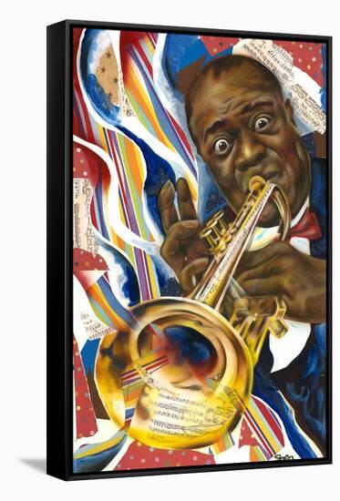 Louis Armstrong: Collage-Shen-Framed Stretched Canvas