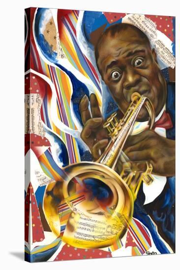 Louis Armstrong: Collage-Shen-Stretched Canvas