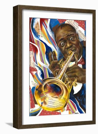 Louis Armstrong: Collage-Shen-Framed Art Print