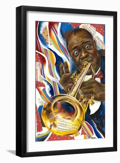 Louis Armstrong: Collage-Shen-Framed Art Print