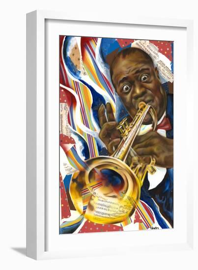 Louis Armstrong: Collage-Shen-Framed Art Print