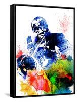Louis Armstrong Watercolor-Jack Hunter-Framed Stretched Canvas