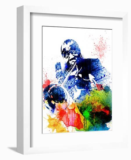 Louis Armstrong Watercolor-Jack Hunter-Framed Art Print