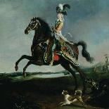 Equestrian Portrait of Marie Antoinette in Hunting Attire, 1783-Louis-Auguste Brun-Framed Stretched Canvas
