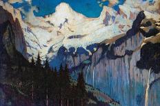 Evening View from Wengen (Oil on Canvas)-Louis Augustus Sargent-Giclee Print