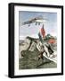 Louis Bleriot (1872-193), French Aviator, Flying over the Cliffs at Dover, 1909-null-Framed Giclee Print