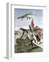 Louis Bleriot (1872-193), French Aviator, Flying over the Cliffs at Dover, 1909-null-Framed Giclee Print