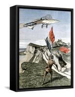 Louis Bleriot (1872-193), French Aviator, Flying over the Cliffs at Dover, 1909-null-Framed Stretched Canvas