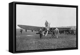 Louis Blériot About to Make the First Successful Flight across the English Channel, 1909-null-Framed Stretched Canvas