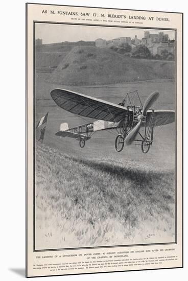 Louis Bleriot Flies the Channel Landing at Dover 37 Minutes after Take-Off from Near Calais-Samuel Begg-Mounted Premium Giclee Print