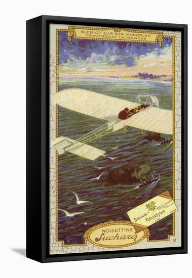 Louis Bleriot in His Monoplane Crossing the Emglish Channel, 1909-null-Framed Stretched Canvas