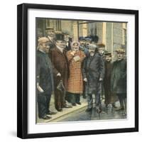 Louis Bleriot with Wife and Well Wishers after Flight-null-Framed Art Print