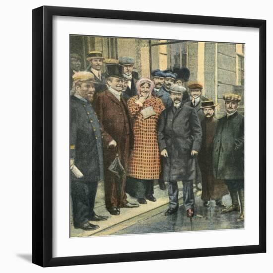 Louis Bleriot with Wife and Well Wishers after Flight-null-Framed Art Print