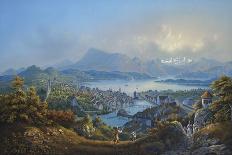 General View of the Town and Lake of Lucerne; Vue Generale De La Ville Et Du Lac De Lucerne-Louis Bleuler-Framed Giclee Print