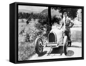 Louis Chiron with His Bugatti Type 51, Near Molsheim, Alsace, France, 1931-null-Framed Stretched Canvas