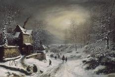 Convoi militaire - effet de neige et de soleil-Louis Claude Mallebranche-Framed Stretched Canvas
