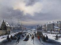 Skating on the Ice-Louis Claude Mallebranche-Stretched Canvas