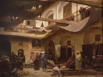 The Carpet Bazaar, Cairo, before 1866 (Oil on Canvas)-Louis Claude Mouchot-Laminated Giclee Print