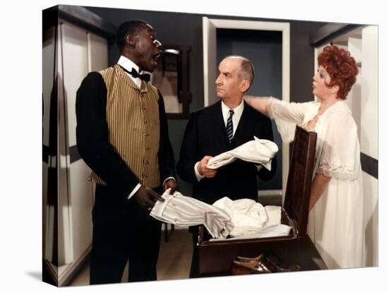 Louis de Funès, Ibrahim Seck and Lyne Chardonnet: Le Tatoué, 1968-Marcel Dole-Stretched Canvas