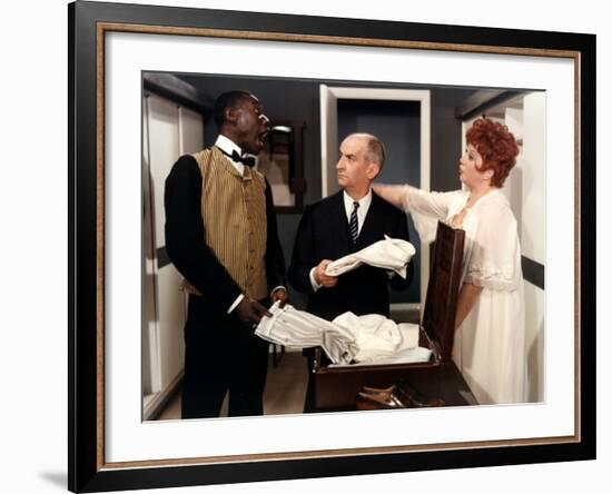 Louis de Funès, Ibrahim Seck and Lyne Chardonnet: Le Tatoué, 1968-Marcel Dole-Framed Photographic Print