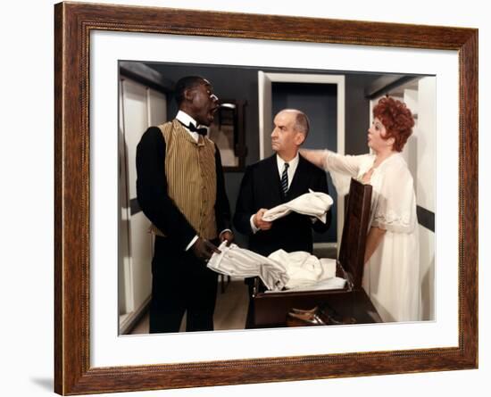 Louis de Funès, Ibrahim Seck and Lyne Chardonnet: Le Tatoué, 1968-Marcel Dole-Framed Photographic Print