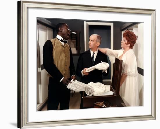 Louis de Funès, Ibrahim Seck and Lyne Chardonnet: Le Tatoué, 1968-Marcel Dole-Framed Photographic Print