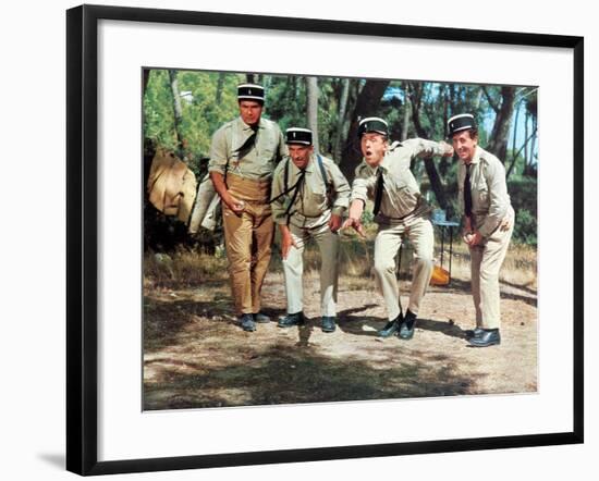 Louis de Funès, Michel Galabru, Jean Lefevre and Christian Marin: Le Gendarme de Saint-Tropez, 1964-Marcel Dole-Framed Photographic Print