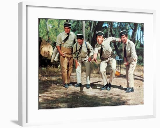 Louis de Funès, Michel Galabru, Jean Lefevre and Christian Marin: Le Gendarme de Saint-Tropez, 1964-Marcel Dole-Framed Photographic Print