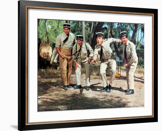 Louis de Funès, Michel Galabru, Jean Lefevre and Christian Marin: Le Gendarme de Saint-Tropez, 1964-Marcel Dole-Framed Photographic Print