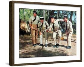 Louis de Funès, Michel Galabru, Jean Lefevre and Christian Marin: Le Gendarme de Saint-Tropez, 1964-Marcel Dole-Framed Photographic Print