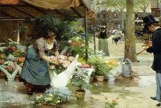 Flower Market in Paris, 1891 (Oil on Canvas)-Louis de Schryver-Giclee Print